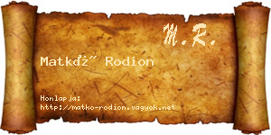 Matkó Rodion névjegykártya